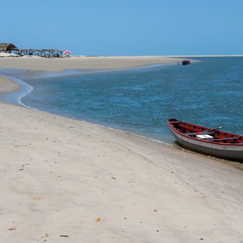 boat on the bank of Preguica river in Atins, Maranhao, Brazil. High quality photo